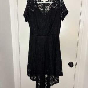 Black V-Neck High Low Sundress for Weddings